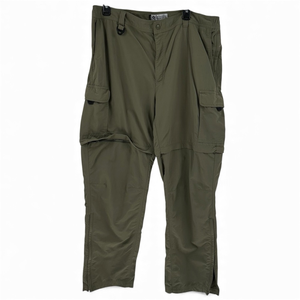 Columbia Pants Mens XL Beige Tan GRT Omni-Dry Zip-Off Cargo Hiking Convertible